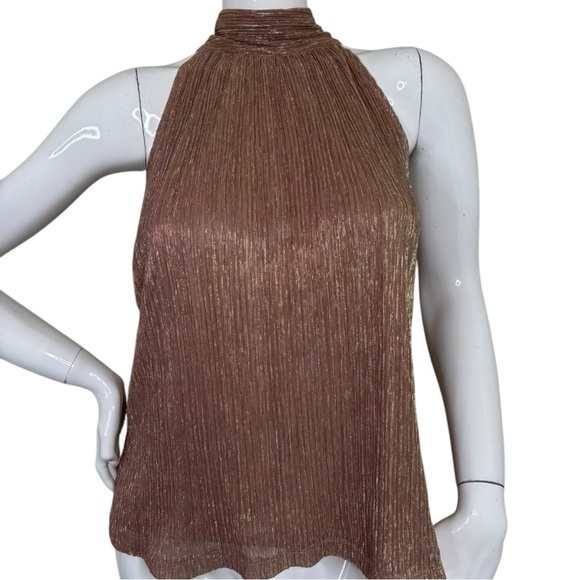 NWT Metallic sparkly holiday party Elegant Brown pink gold bold sexy Halter XL - Picture 8 of 15